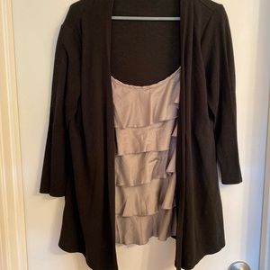 Eyeshadow Cardigan Silver layered attached top